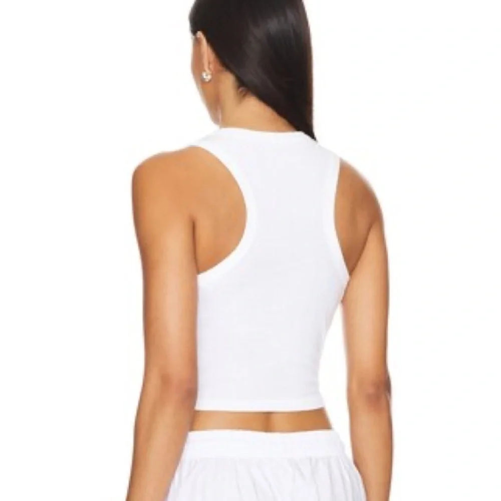 Racer Crop Tank in White - Picture 2 of 5